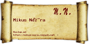 Mikus Nóra névjegykártya